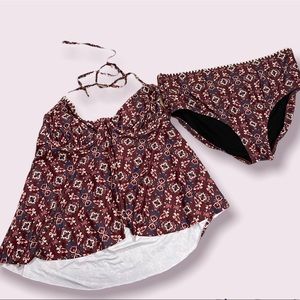 Swimsuits for All Patterned Tankini Swimsuit Set